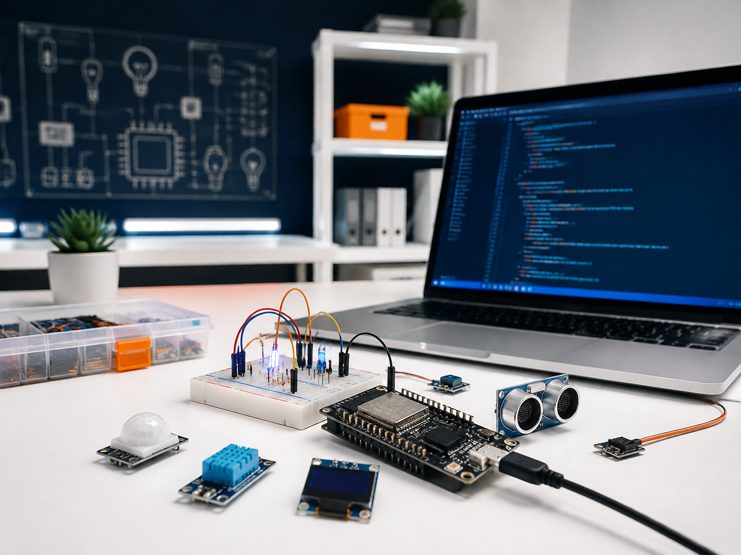 Kit de desarrollo y sensores en un laboratorio IoT